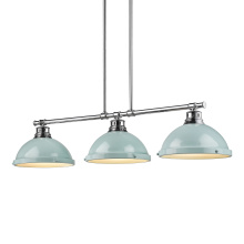 Golden 3602-3LP CH-SF - Yep by Golden Lighting Duncan 3-light Island Light in Chrome and Seafoam shade